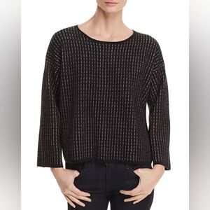 Eileen Fisher - Textured Line Print Top Silk Blend - Size M
